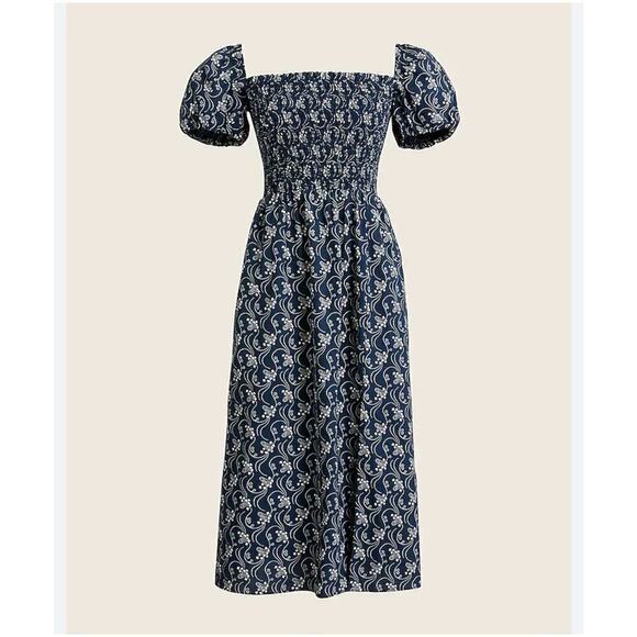J. Crew Dresses & Skirts - J. Crew Short-sleeve smocked dress in starry swirl
